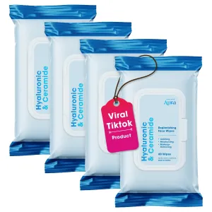 Hyaluronic & Ceramide Face Wipes Dermatologist Tested Korean Cleansing Wipes for Gentle Makeup Removal - Premium Moisturizing Formula for Daily Hydration & Skin Balance -240 Count