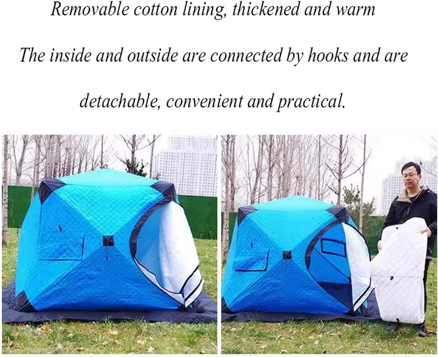 ice Fishing Tent ice Fishing shelter Insulated Warm, Cold and Rainproof Quick-Open Winter Outdoor Ice Fishing Tent for 1-2 People(Color:2)