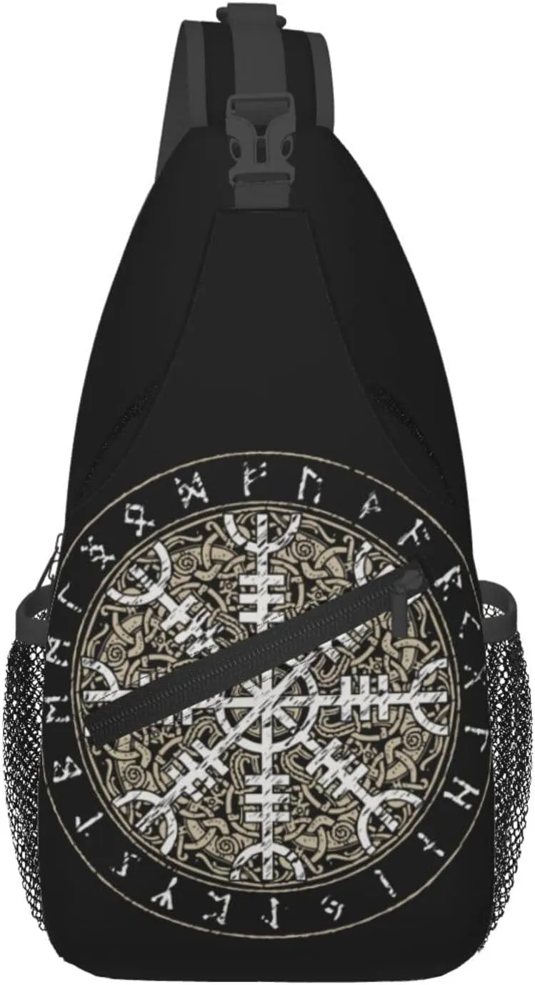 Icelandic Magical Staves Scandinavian Sling Shoulder Backpack Chest Bag Crossbody Bag Cycling Travel Hiking Daypack Fanny Pack For Men Women Casual Daypack Backpack pattern60