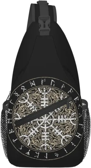 Icelandic Magical Staves Scandinavian Sling Shoulder Backpack Chest Bag Crossbody Bag Cycling Travel Hiking Daypack Fanny Pack For Men Women Casual Daypack Backpack pattern60
