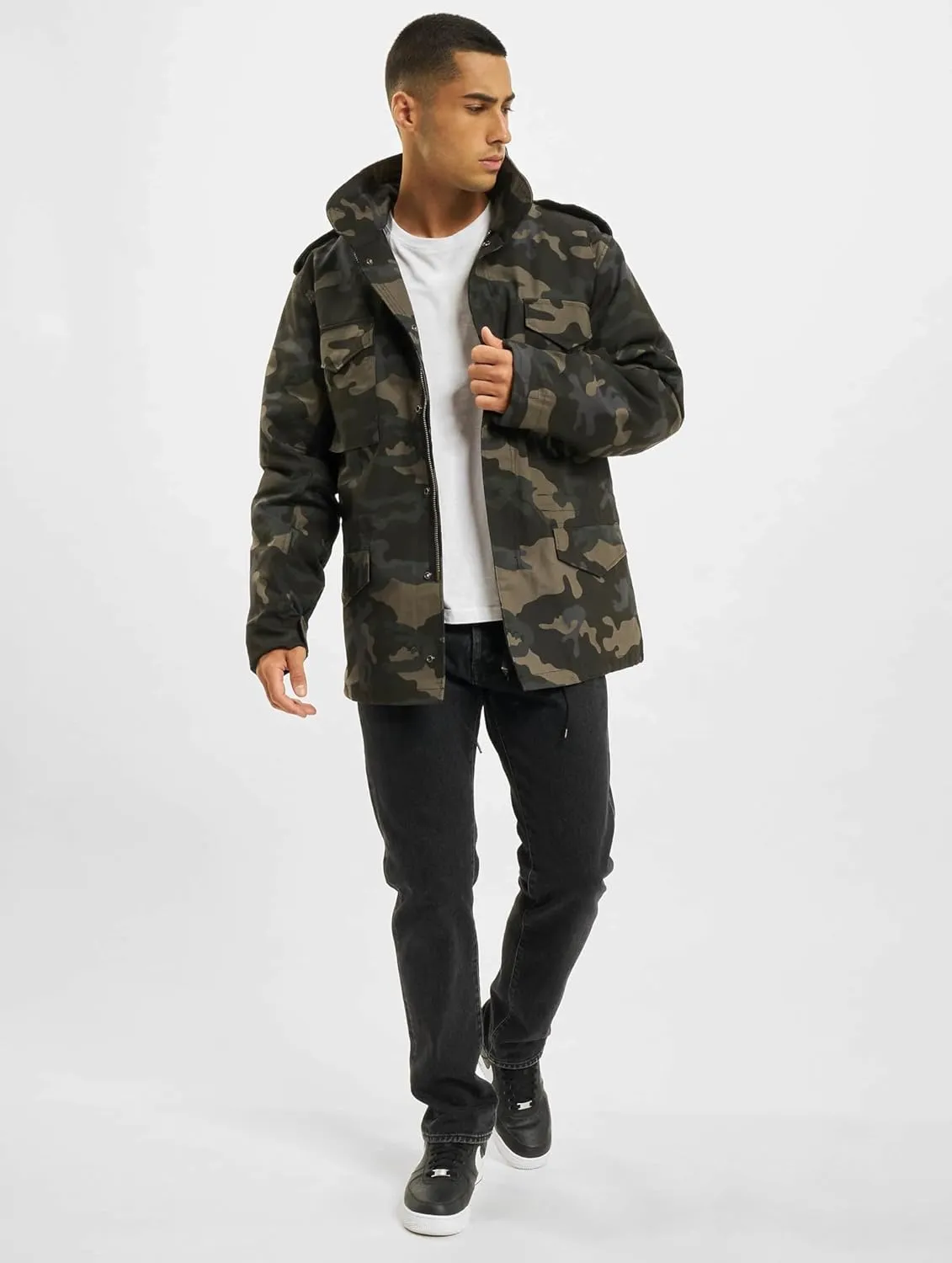 Individual Wear M-65 Classic Field Jacket for Man - Water-Repellent, with Removable Inner Jacket and Collar Hood