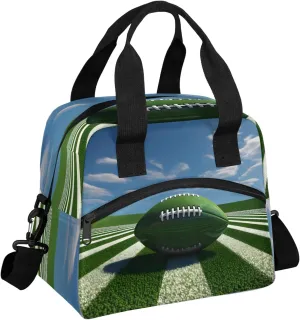 Insulated Lunch Bag for Men Women Adult, Lawn Football Reusable Lunch Box with Adjustable Shoulder Strap Large Leakproof Cooler Bag for Picnic Work
