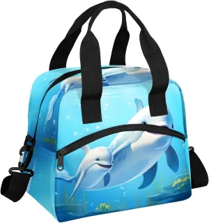 Insulated Lunch Bag for Men Women Adult, Waves Sealife Nautical Animal Cool Sunset Nature Scenic Reusable Lunch Box with Adjustable Shoulder Strap Large Leakproof Cooler Bag for Picnic Work