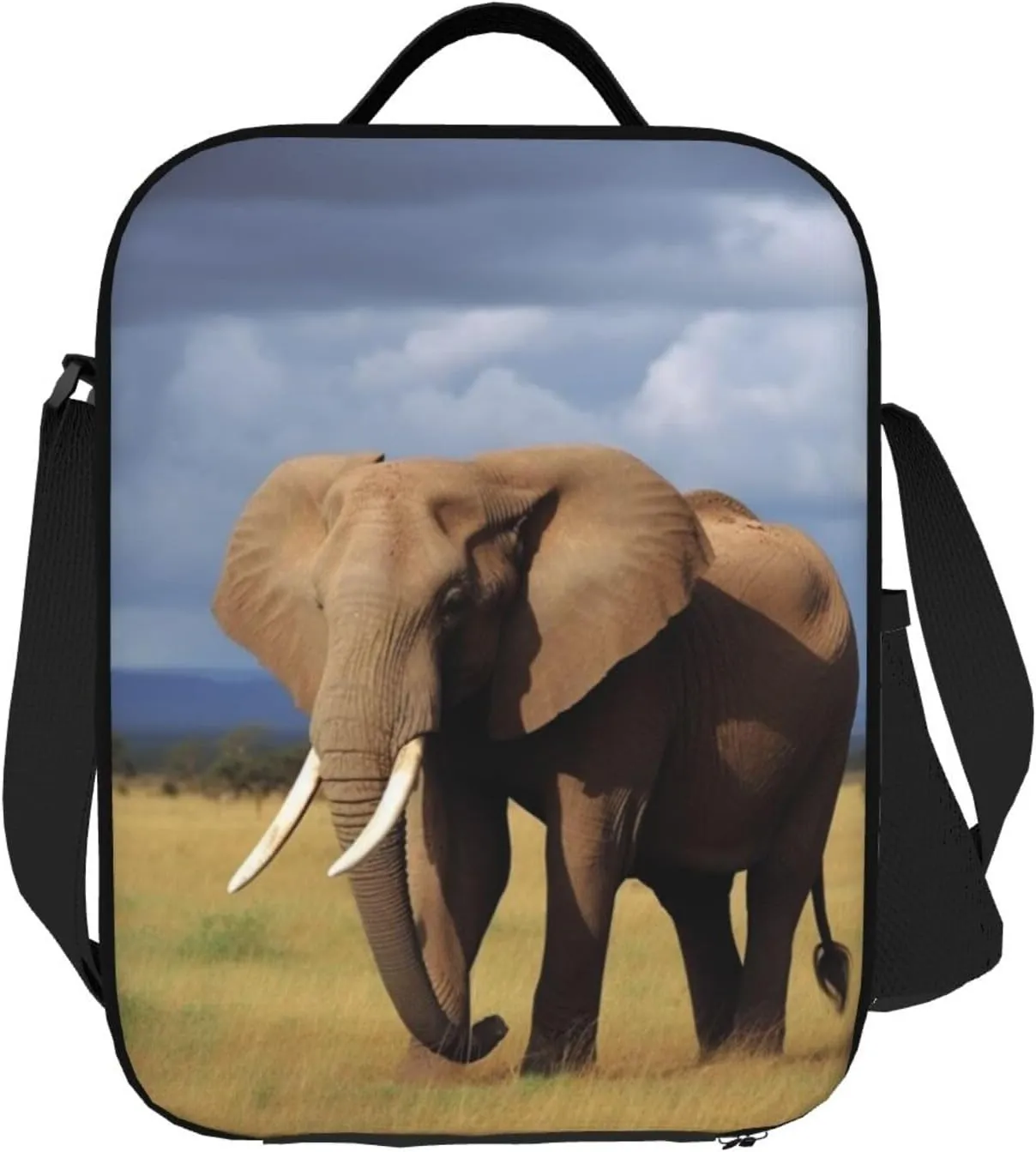 Insulated Lunch Bag for Women Men Grassland Elephant Lunch Box for Adult Reusable Lunch Tote Bag for Work Picnic Travel