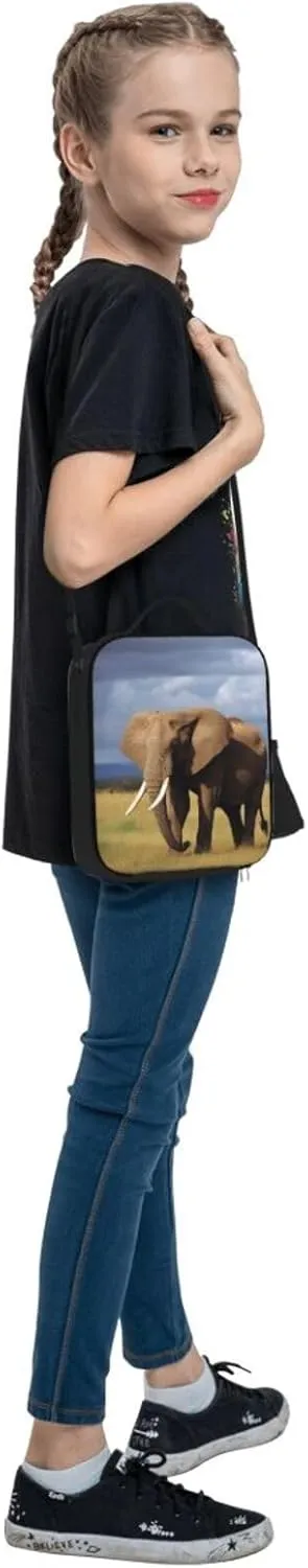 Insulated Lunch Bag for Women Men Grassland Elephant Lunch Box for Adult Reusable Lunch Tote Bag for Work Picnic Travel