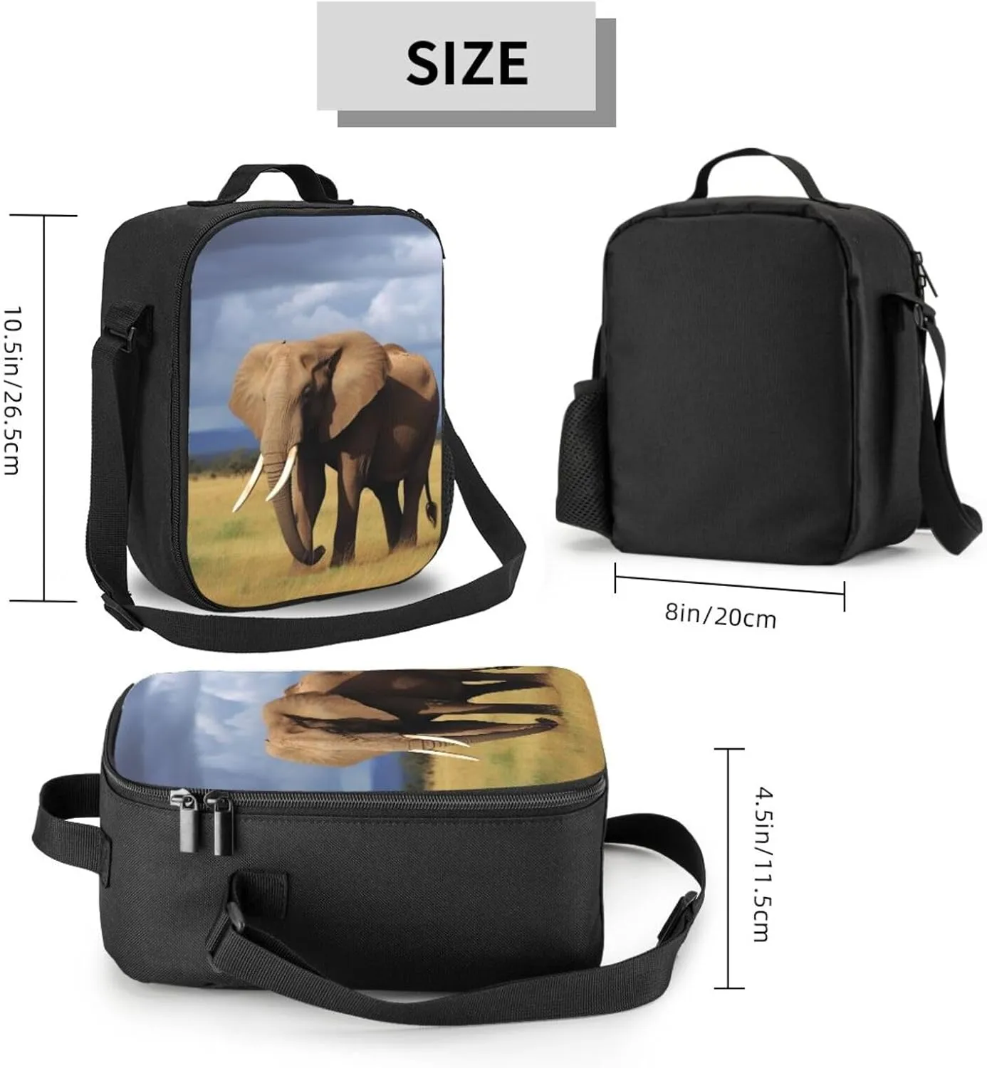 Insulated Lunch Bag for Women Men Grassland Elephant Lunch Box for Adult Reusable Lunch Tote Bag for Work Picnic Travel