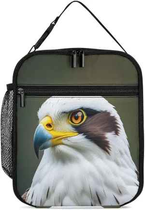 Insulated Lunch Bag for Women Men Portable Small Lunch Bags Spear Falcon, White Eagle Reusable Lunch Box with Side Mesh Leakproof Cooler Bags for Work Travel Picnics