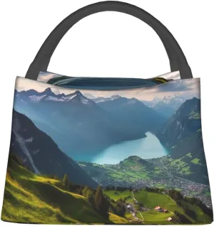Insulated Lunch Bag Lunch box for Women Men Reusable Cooler Bag Switzerland Alps Lunch Bag Portable Lunch Tote Bag Leakproof Lunchbox for Work Travel Picnic Office