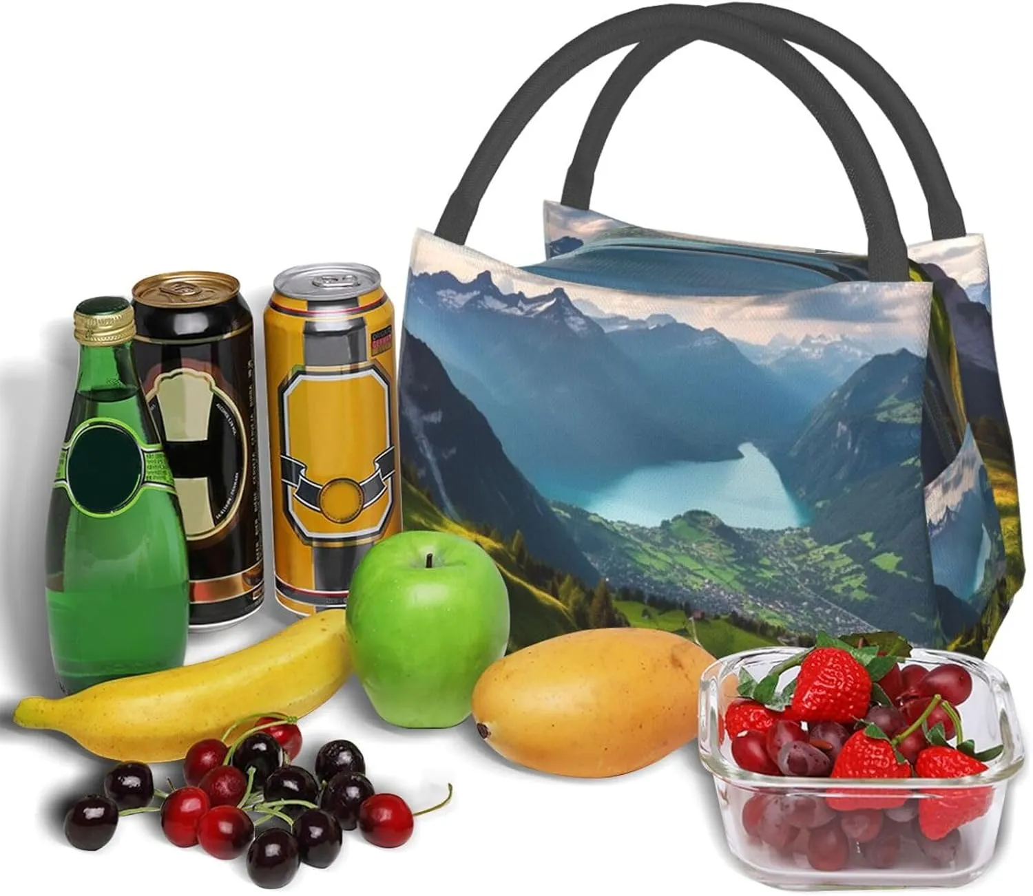 Insulated Lunch Bag Lunch box for Women Men Reusable Cooler Bag Switzerland Alps Lunch Bag Portable Lunch Tote Bag Leakproof Lunchbox for Work Travel Picnic Office