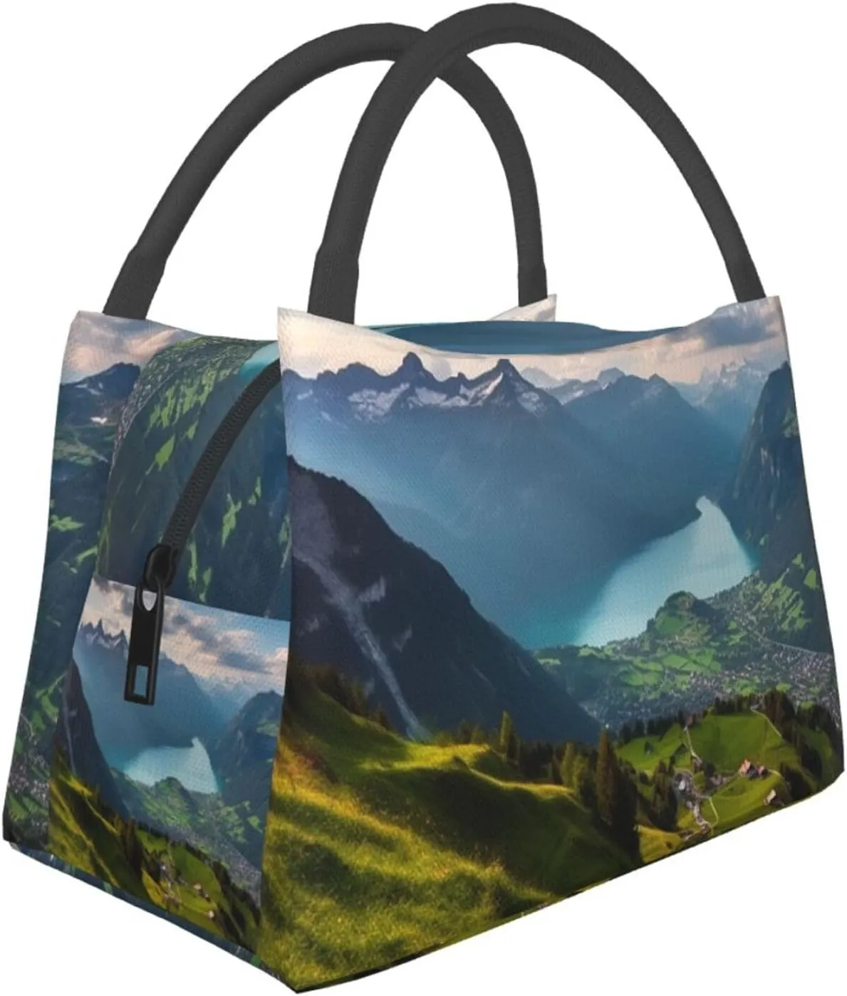Insulated Lunch Bag Lunch box for Women Men Reusable Cooler Bag Switzerland Alps Lunch Bag Portable Lunch Tote Bag Leakproof Lunchbox for Work Travel Picnic Office