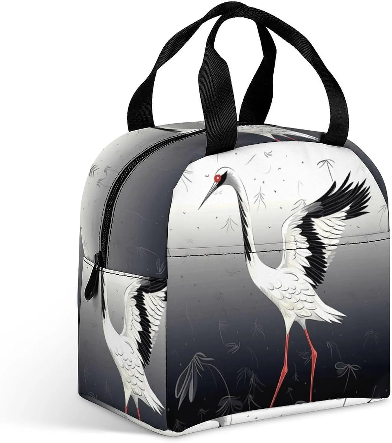Insulated Lunch Bag,Crane Print Lunch Tote Bag,leakproof Thermal Cooler Sack Food Handbags