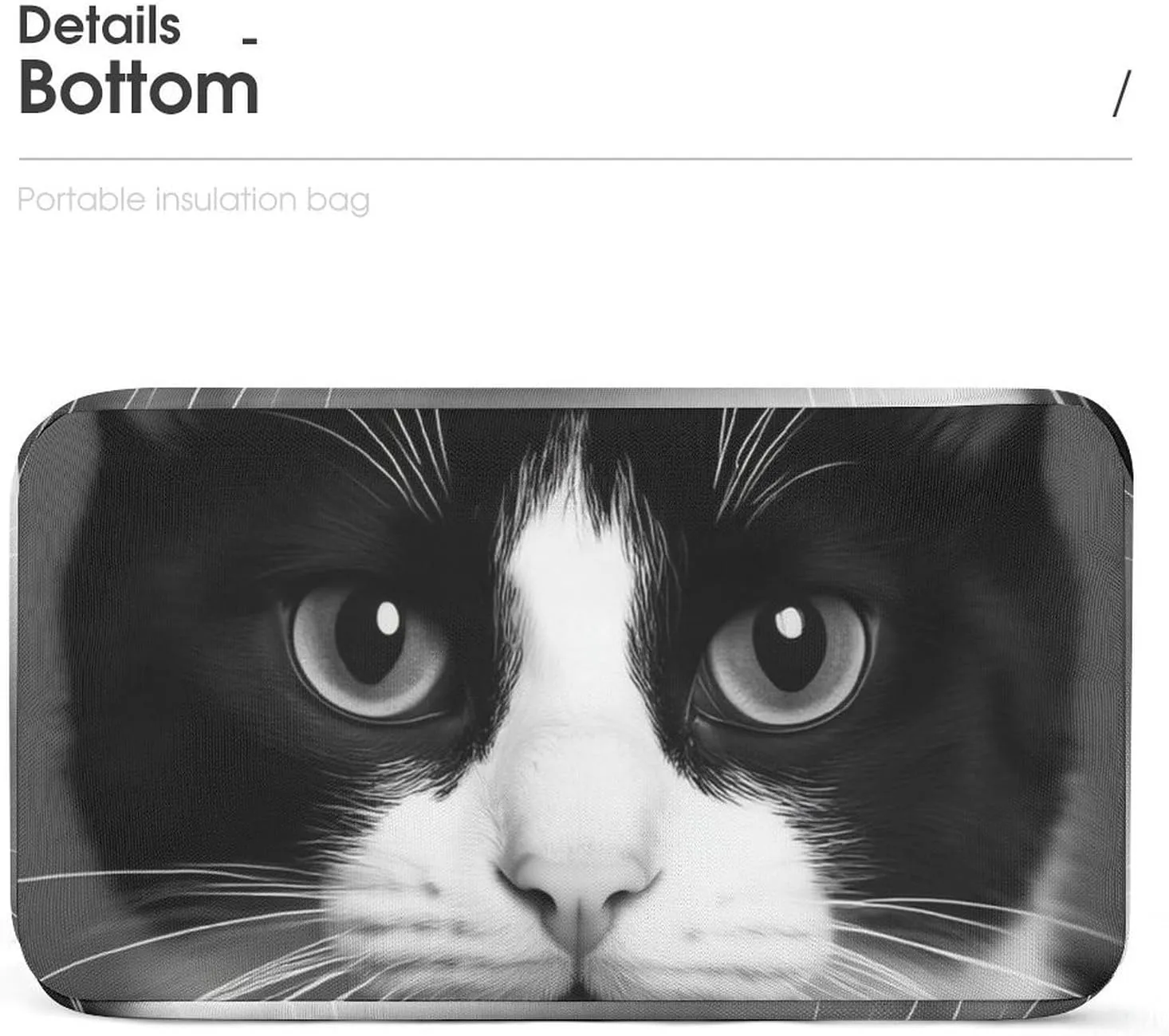 Insulated Lunch Tote Bag for Women, Cute Large Capacity Lunch Box Waterproof Thermal Cooler Bags White Black Cat Handbags