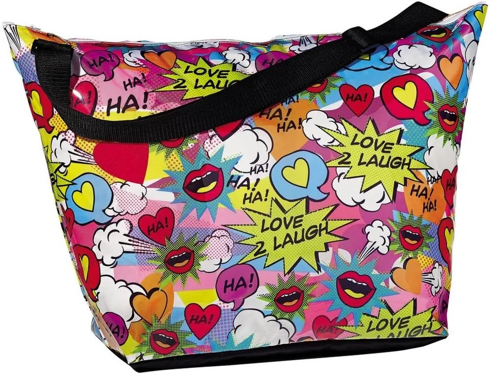 iscream Girls' Weekender Travel Tote Bag with Adjustable Strap and Interior Zipper Pocket - Bold Rainbow Collection