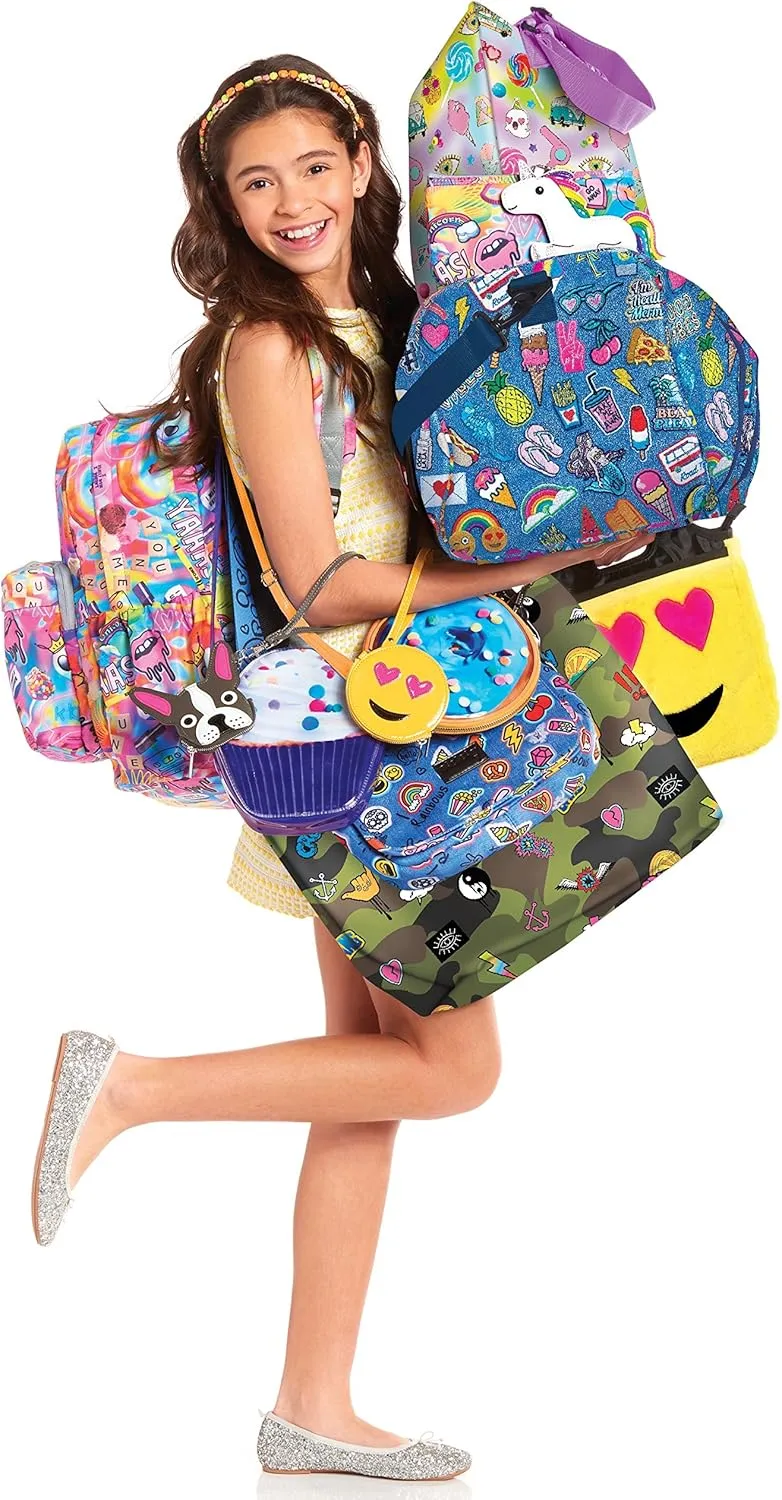 iscream Girls' Weekender Travel Tote Bag with Adjustable Strap and Interior Zipper Pocket - Bold Rainbow Collection