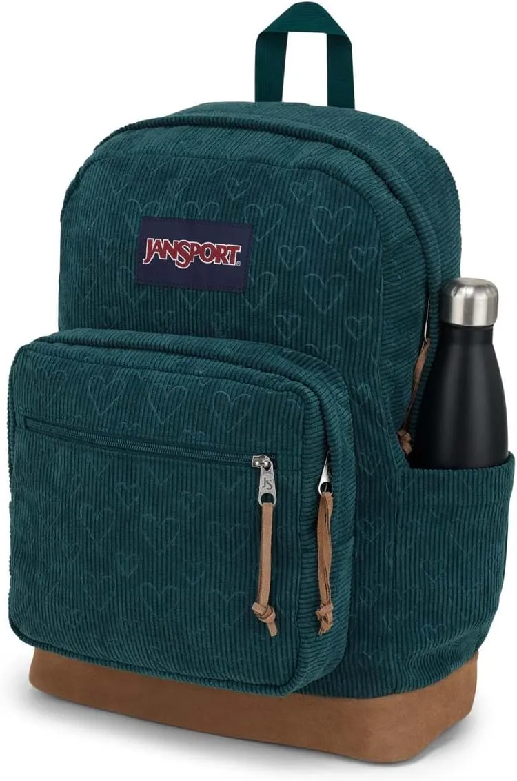 JanSport Right Pack Expressions Backpack - Travel, Work, or Laptop Bag - Embossed Hearts Green