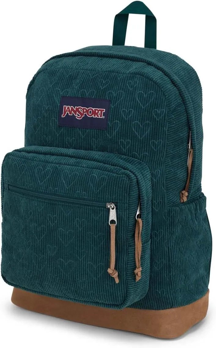 JanSport Right Pack Expressions Backpack - Travel, Work, or Laptop Bag - Embossed Hearts Green