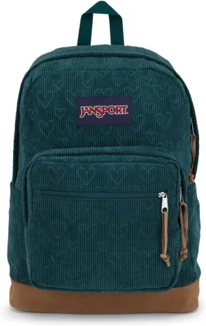 JanSport Right Pack Expressions Backpack - Travel, Work, or Laptop Bag - Embossed Hearts Green