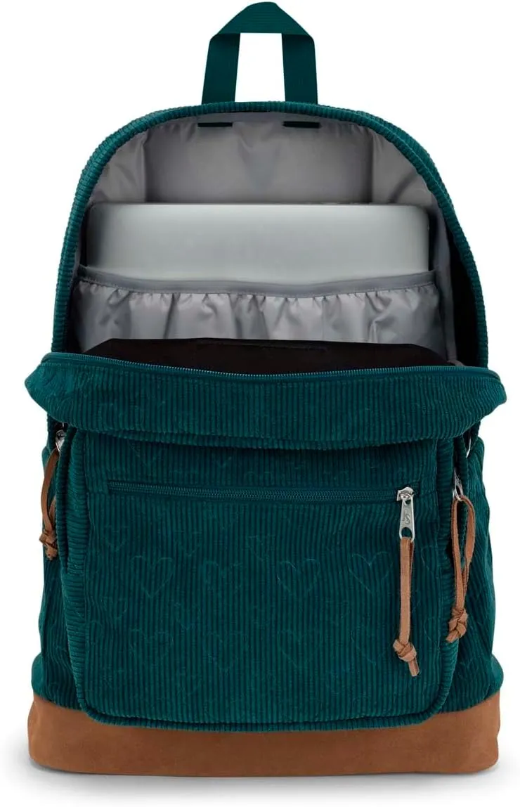 JanSport Right Pack Expressions Backpack - Travel, Work, or Laptop Bag - Embossed Hearts Green