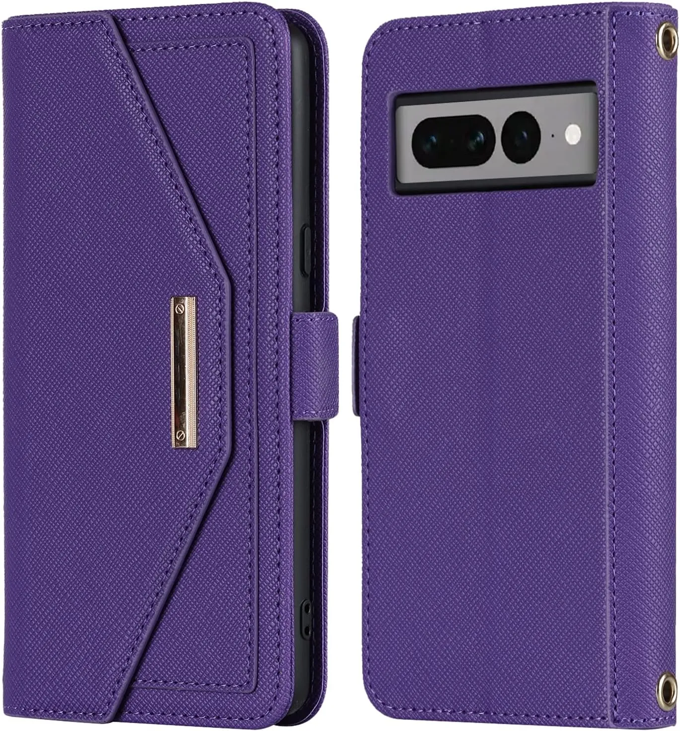 Jaorty Crossbody Wallet for Google Pixel 7 Pro Case with Adjustable Lanyard Strap Credit Card Holder 6.7",PU Leather Handbag Purse Kickstand Make Up Mirror Cover Case for Men Women Girl,Purple