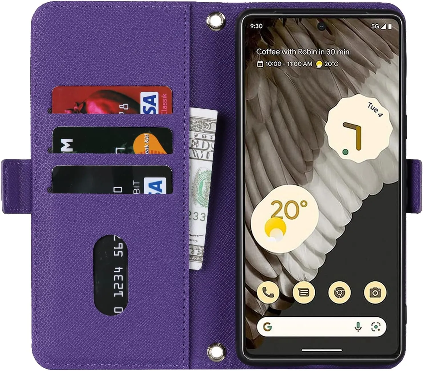 Jaorty Crossbody Wallet for Google Pixel 7 Pro Case with Adjustable Lanyard Strap Credit Card Holder 6.7",PU Leather Handbag Purse Kickstand Make Up Mirror Cover Case for Men Women Girl,Purple