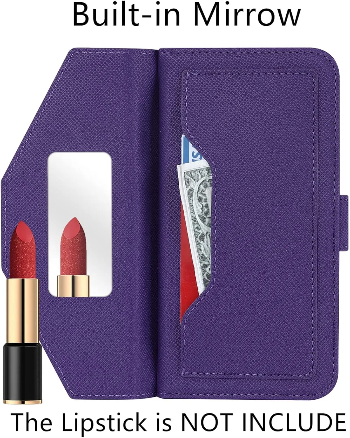 Jaorty Crossbody Wallet for Google Pixel 7 Pro Case with Adjustable Lanyard Strap Credit Card Holder 6.7",PU Leather Handbag Purse Kickstand Make Up Mirror Cover Case for Men Women Girl,Purple