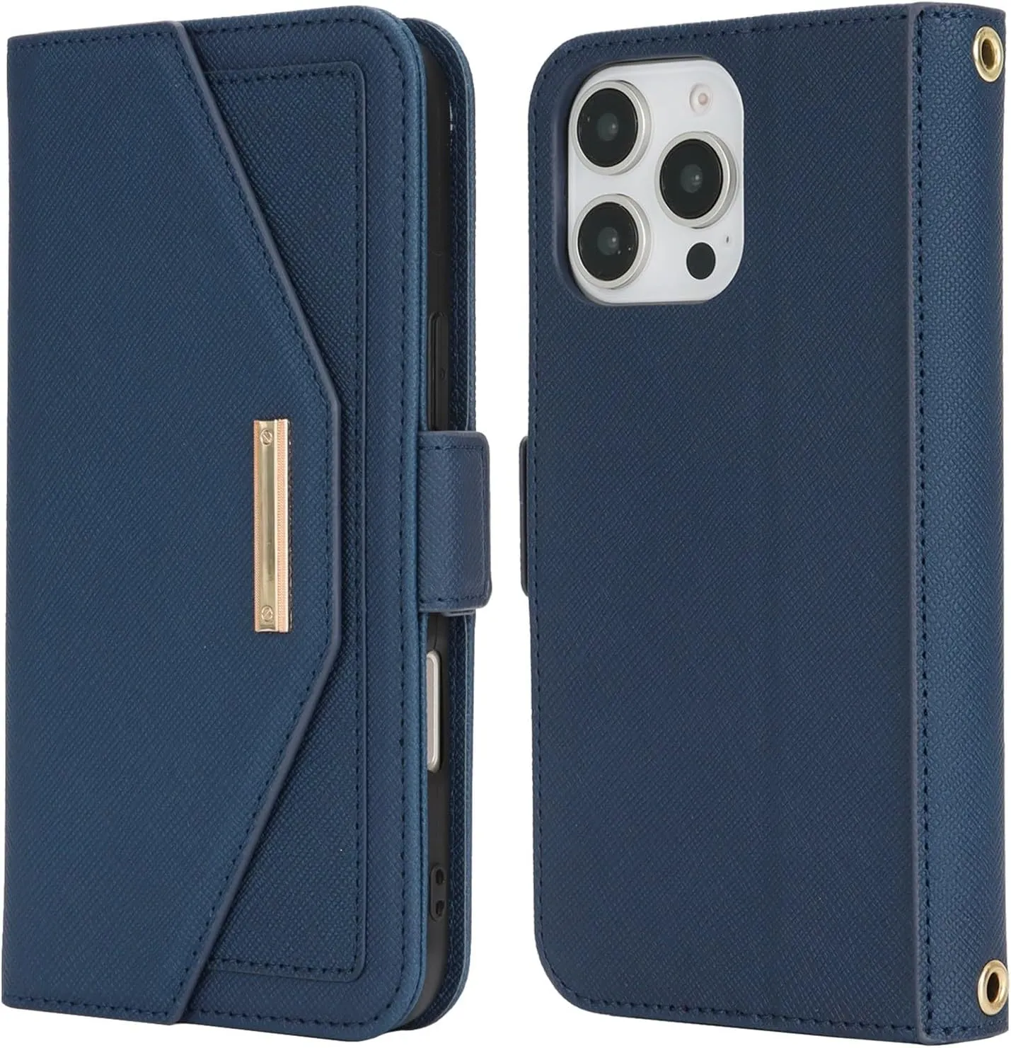 Jaorty Crossbody Wallet for iPhone 16 Pro Case with Strap, Credit Card Holder,Adjustable Shouler Lanyard, 6.3",PU Leather Handbag Purse Kickstand Make Up Mirror Cover Case for Women Girl,Blue