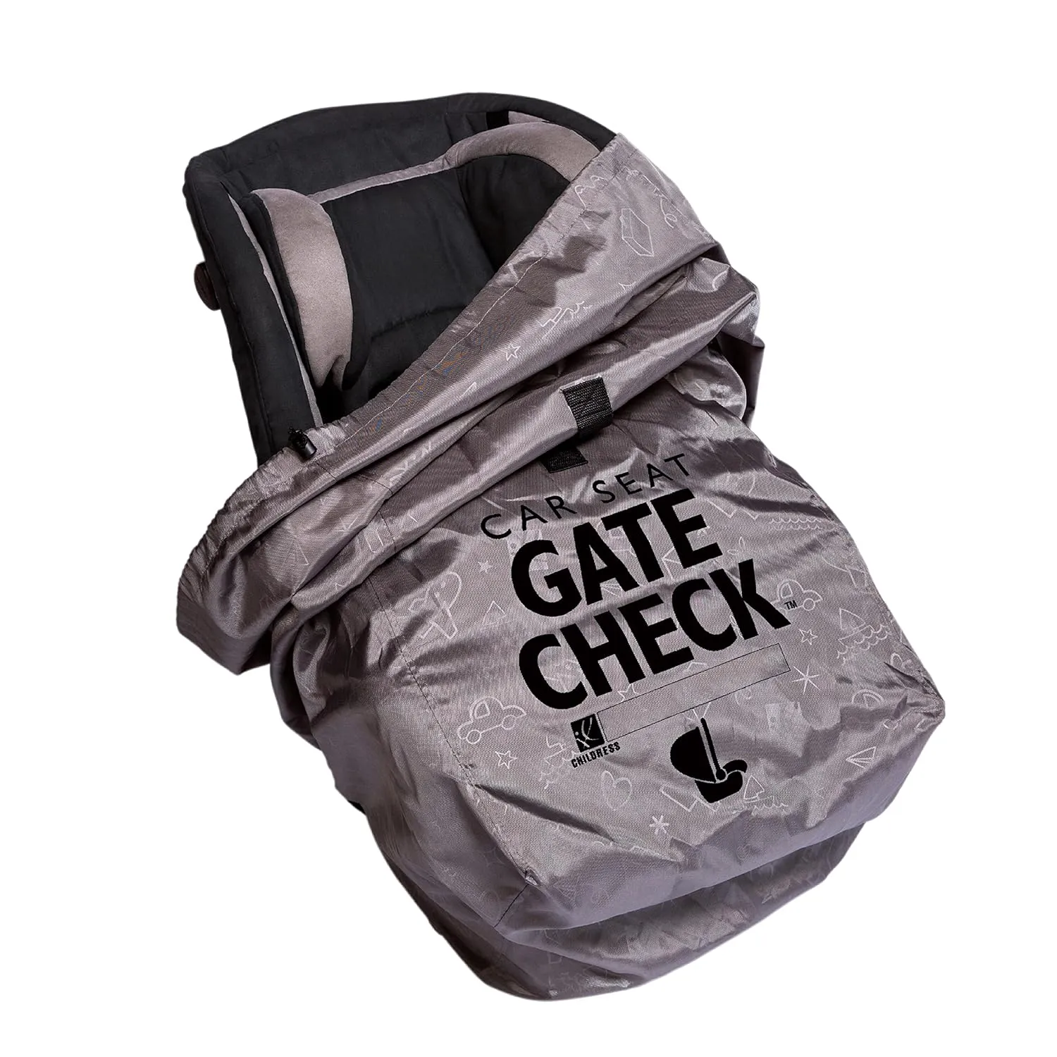 J.L. Childress Deluxe Gate Check Bag for Car Seats - Premium Heavy-Duty Durable Air Travel Bag, Backpack Straps - Fits Convertible Car Seats, Infant Carriers & Booster Seats (Grey)