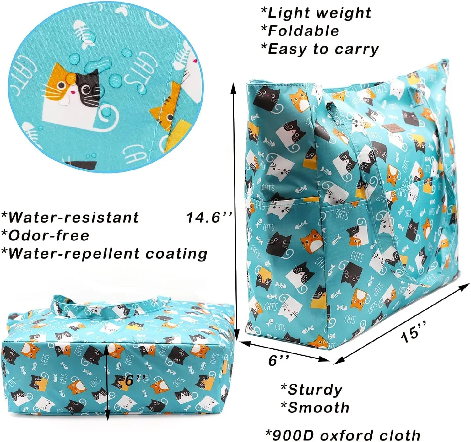 JNF Extra Large Beach Bag for Women Waterproof Foldable Pool Beach Tote Bags with Zipper for Swim Gym Travel Daily