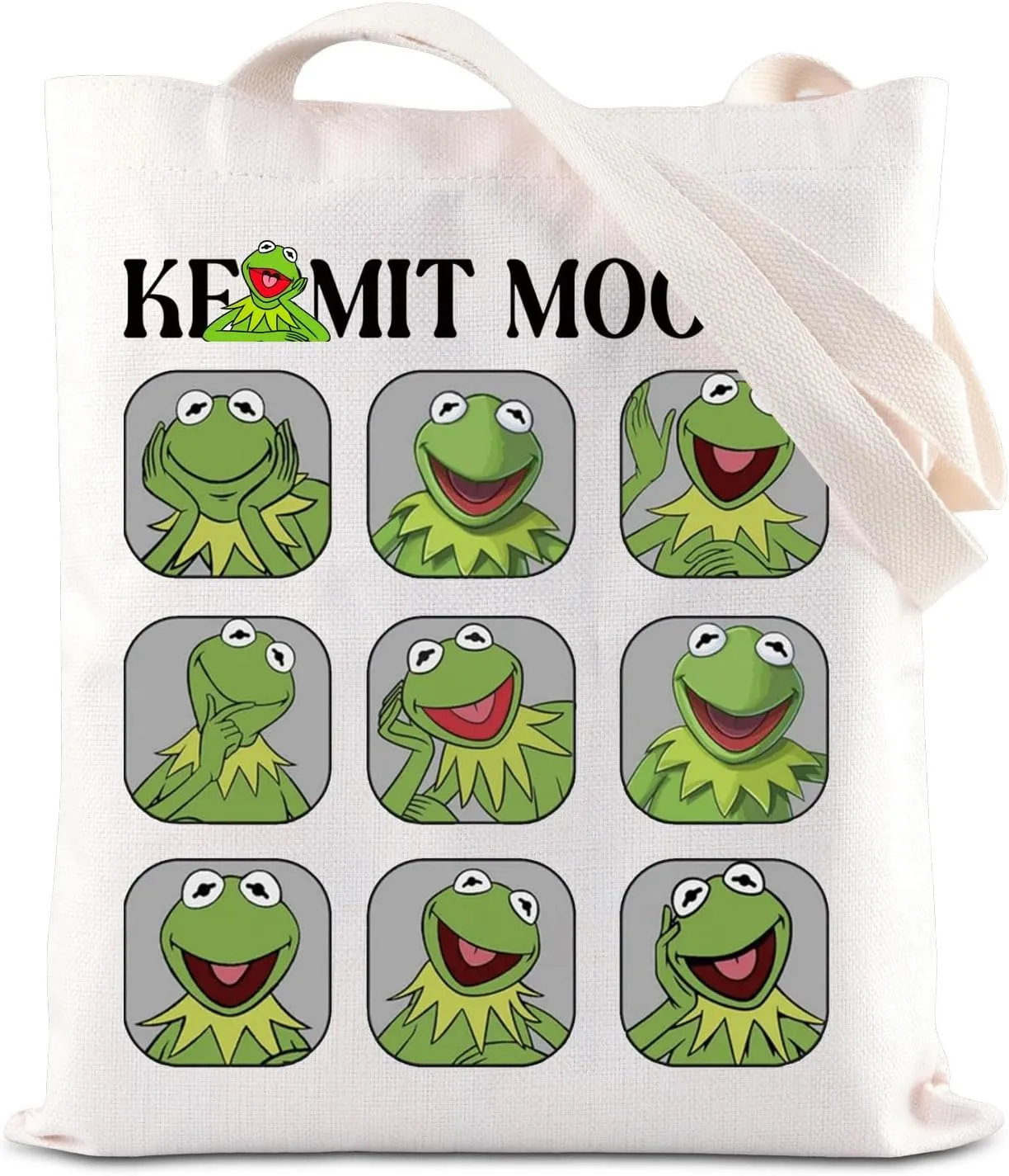 JNIAP Kerm-t Frog Moods Theme Tote Bag Comedy Cartoon Movies Fans Gift Frog Lover Gift