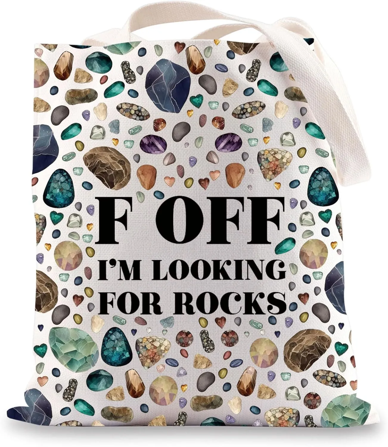 JNIAP Rock Collector Tote Bag Rock Lover Gift Geologist Gift F Off I'm Looking For Rocks Rock Hunter Shoulder Bag