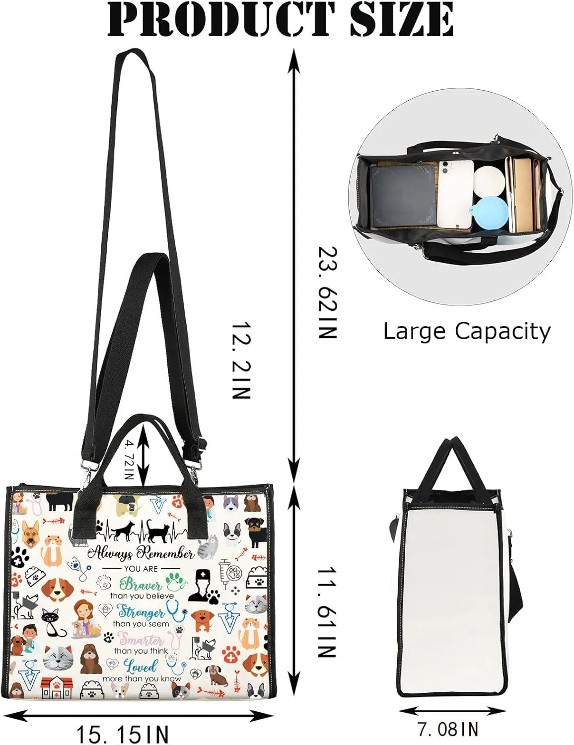 JNIAP Vet Tech Tote Bag - Veterinarian & Vet Technician Gift - Shoulder Bag