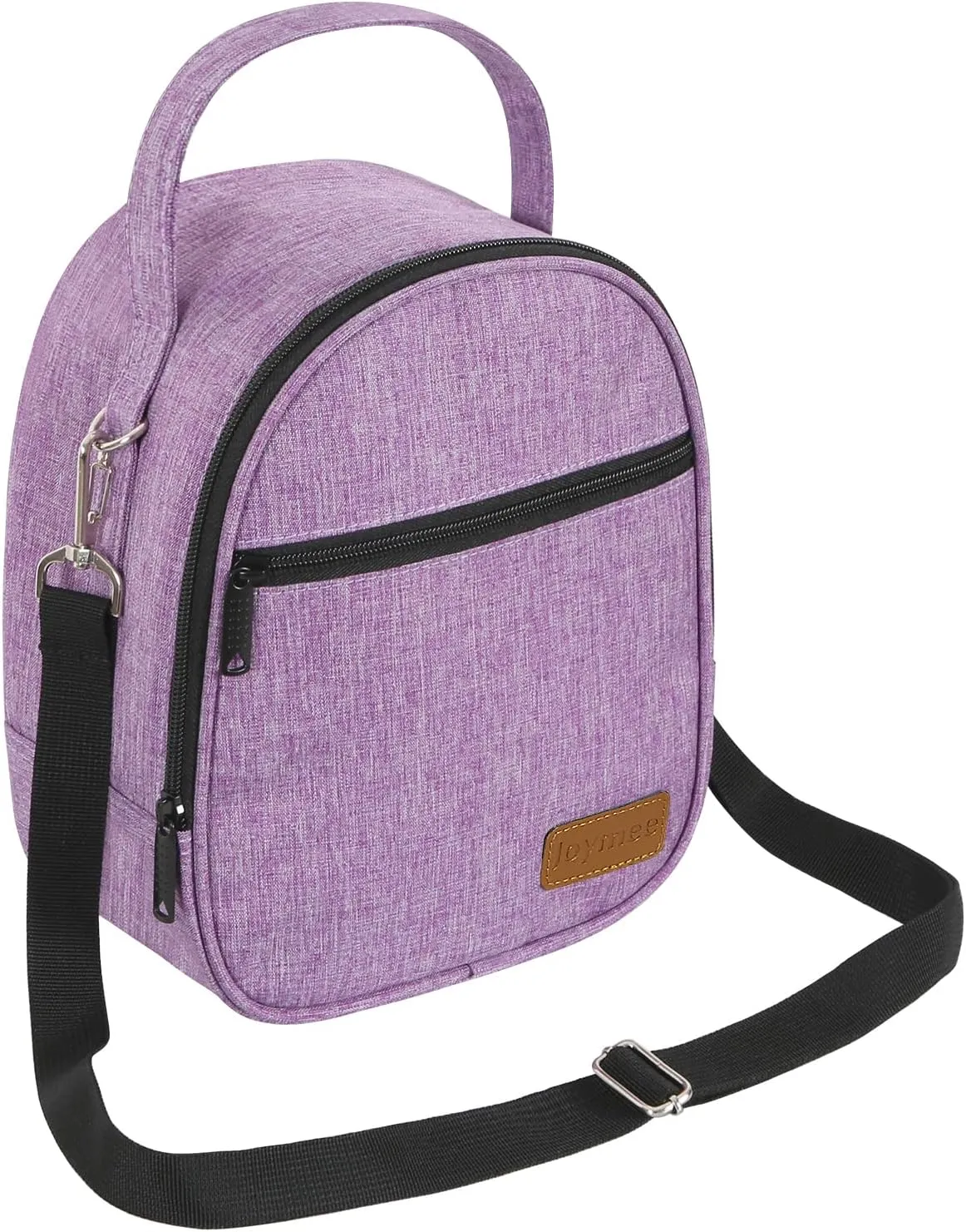 Joymee Lunch Box Insulated Lunch Bag Women Men Reusable Cooler Bag Adult Cute Lunch Tote Bags with Front Zipper Pocket,Adjustable Shoulder Strap for Work Office Picnic Travel, Purple