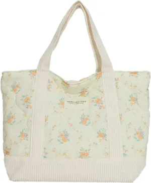JQWSVE Floral Tote Bag for Women - Coquette Aesthetic Purse - Cute Cotton Quilted Hobo Handbag - Lightweight Small Puffer