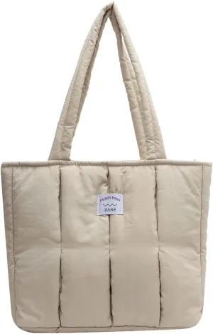 Juoxeepy Puffer Tote Bag Puffy Purse for Women Lightweight Nylon Shoulder Bag Padding Hobo Handbag