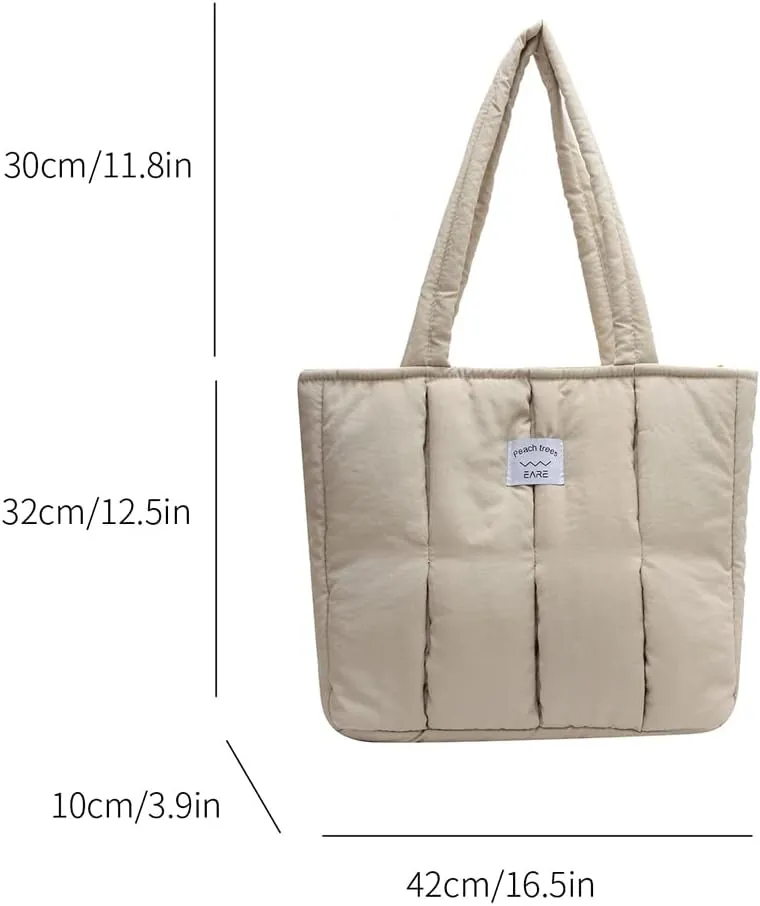 Juoxeepy Puffer Tote Bag Puffy Purse for Women Lightweight Nylon Shoulder Bag Padding Hobo Handbag