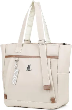 Kah&Kee Tote Bag for Women with Zipper Pockets Nylon, Waterproof Ideal for Work, Travel, School, Nursing, Teaching & Students