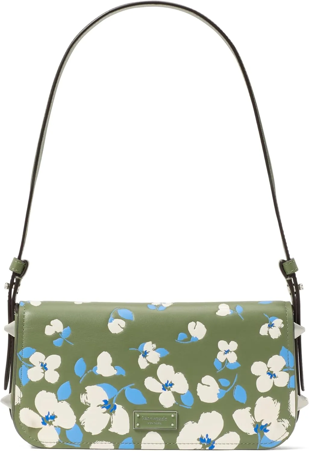 kate spade new york Liv Painterly Bouquet Embossed Smooth Leather Small East West Shoulder, Cedar Stand Multi