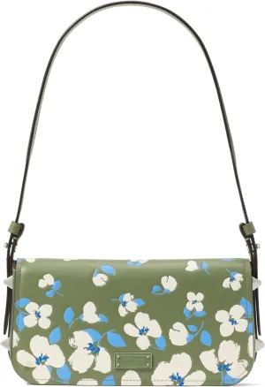 kate spade new york Liv Painterly Bouquet Embossed Smooth Leather Small East West Shoulder, Cedar Stand Multi