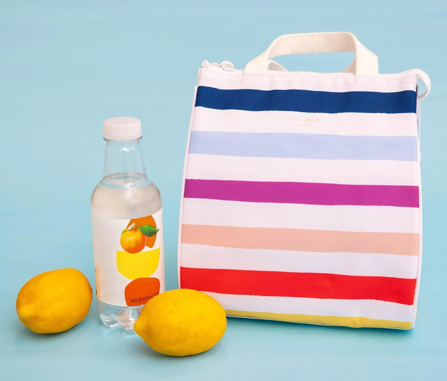 kate spade new york Portable Soft Cooler Lunch Bag, Thermal Tote with Insulated Interior Lining and Storage Pocket, Lunch Tote for Women, Candy Stripe