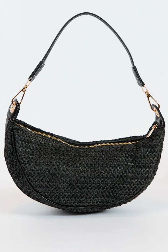 Kelly Black Raffia Crossbody Purse SALE