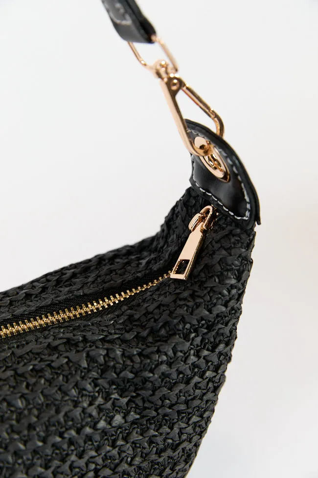 Kelly Black Raffia Crossbody Purse SALE