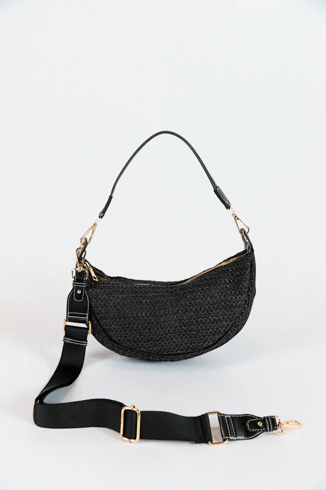 Kelly Black Raffia Crossbody Purse SALE