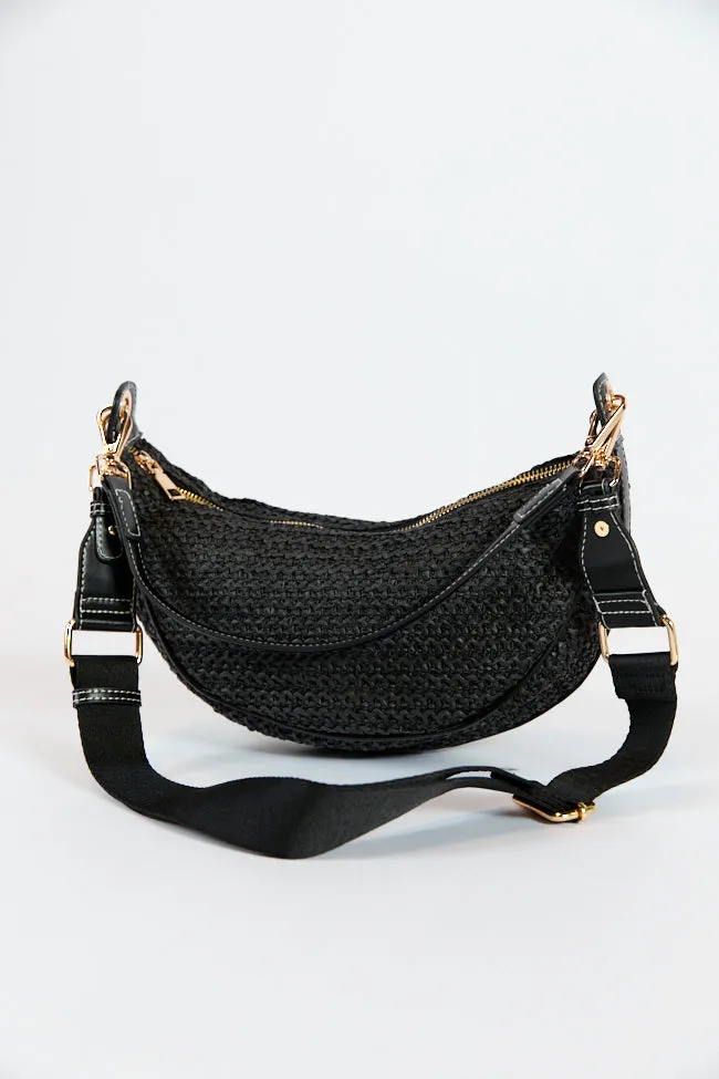 Kelly Black Raffia Crossbody Purse SALE