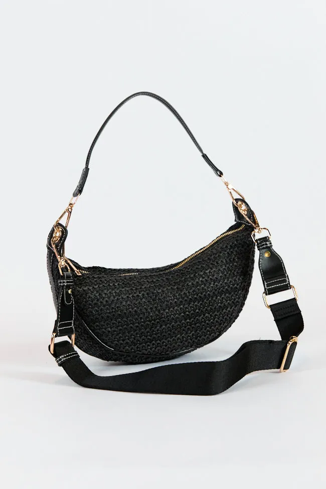 Kelly Black Raffia Crossbody Purse SALE