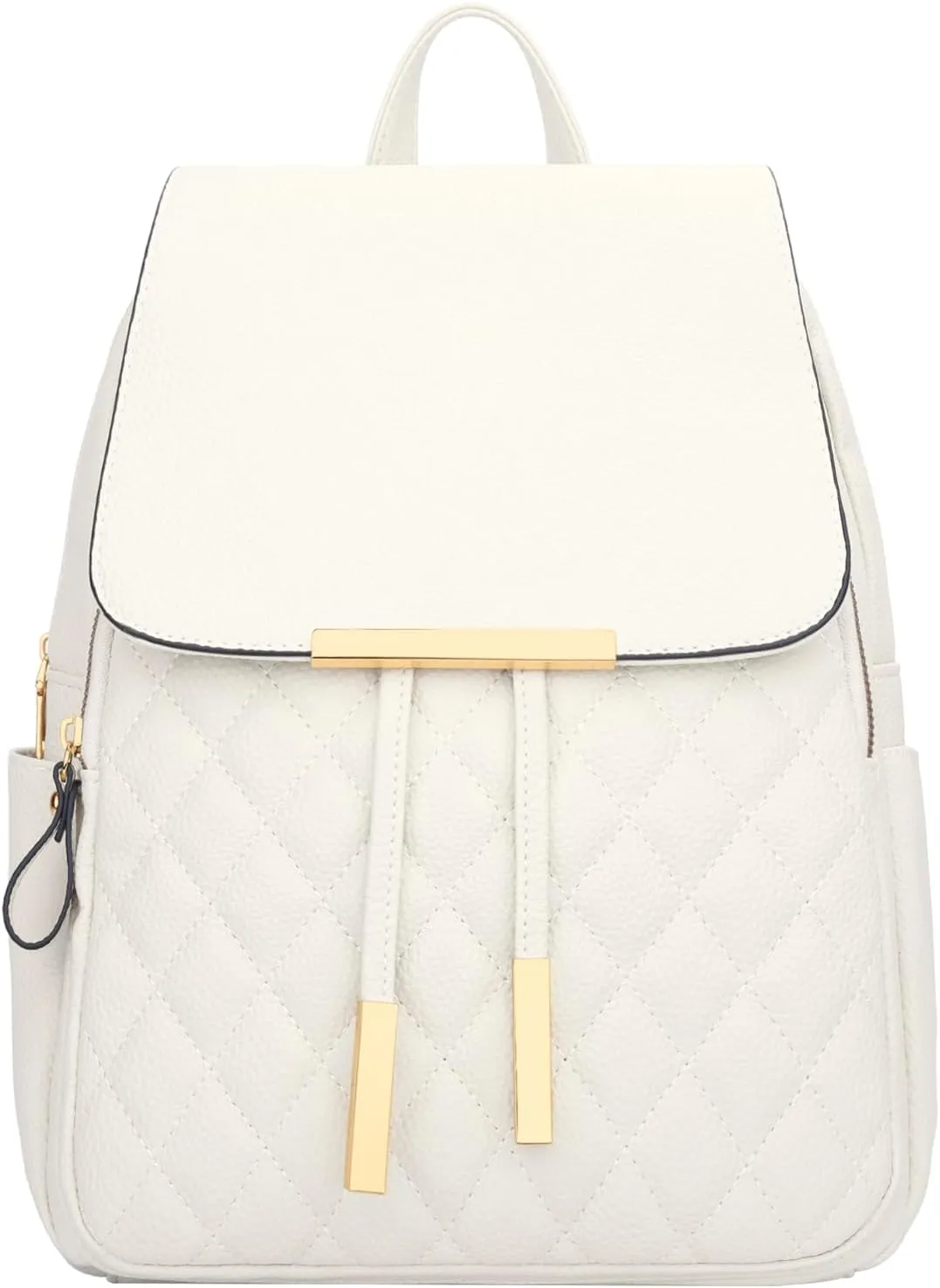 KKXIU Quilted Trendy Leather Backpack Purse for Women and Ladies Shoulder Travel Daypacks Bags (White)