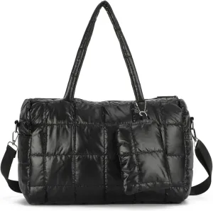 KUANG! Puffer Tote Bag for Women Cotton Quilted Puffy Handbag Satchel Purse for Travel Purse