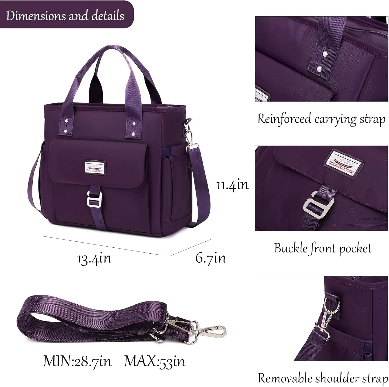KYALOU Medium Tote Purse Bag for Women, Nurse Bag for Work, Teacher Tote Bag, Waterproof Nylon Crossbody Handbag