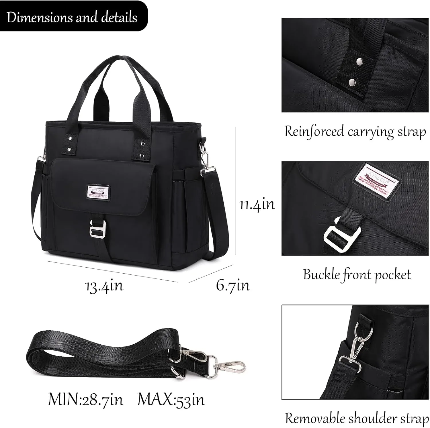 KYALOU Medium Tote Purse Bag for Women, Nurse Bag for Work, Teacher Tote Bag, Waterproof Nylon Crossbody Handbag