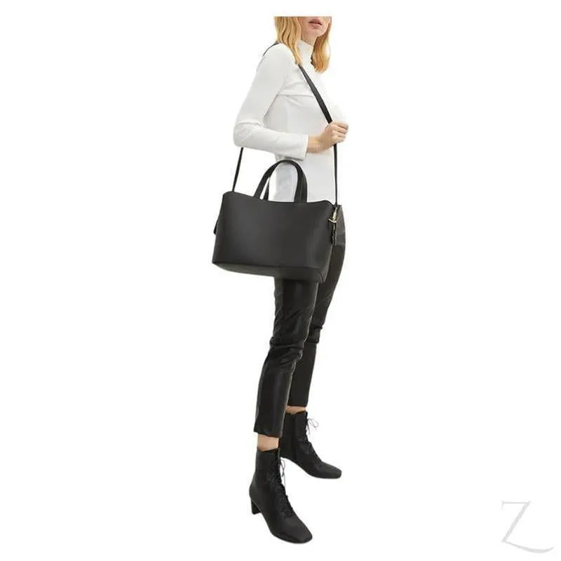 Ladies Faux Leather Crossbody Tote Bag | Adjustable Strap | "Kiki"