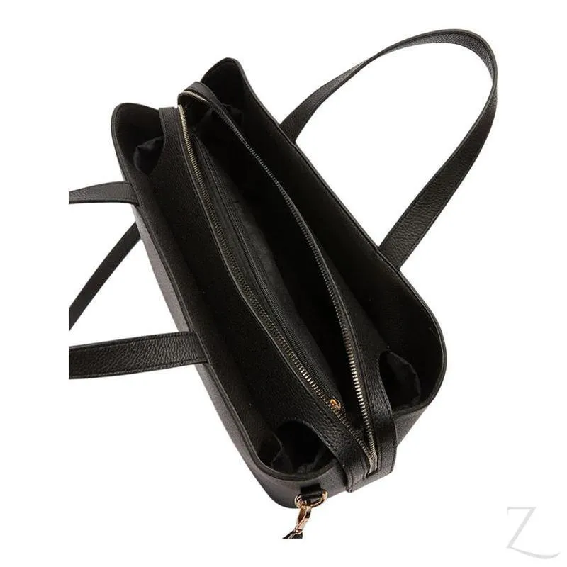 Ladies Faux Leather Crossbody Tote Bag | Adjustable Strap | "Kiki"